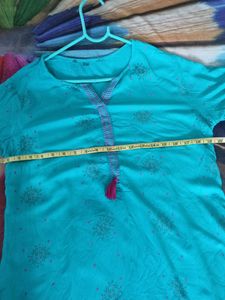 Beautiful Sea Blue Soft Cotton Kurti..💕