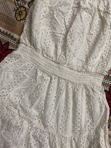 Chic Off-Shoulder White Broderie Dress