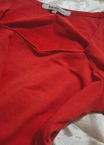 Rust Red Square Neck Top
