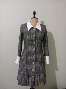 Chic Tweed Button-Up Dress