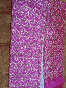 Designer Pink &amp; Gold Blouse Fabric