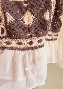 Crochet Detail Peplum Top