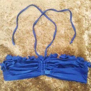 navy blue Floral Bikini Top