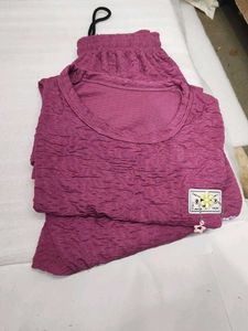Cozy Textured Pink Nightsuit Set