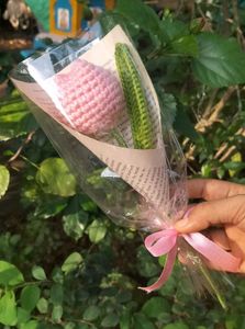 Cute Crochet Cars Keychain Set And Tulip Bouquet