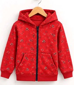 Kids Red Floral Zip-Up Hoodie