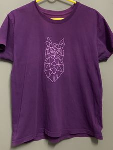 Purple Owl Graphic Pure Cotton T-Shirt