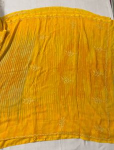 🆕Yellow Embroidered Unused Saree