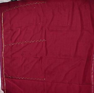 Elegant Maroon Embellished Saree
