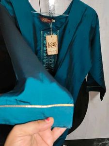 Teal Blue Embroidered Kurta Set