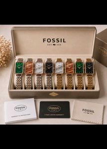 Fossil Rectangular Green Dial Watch