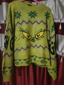 Grinch Face Knit Sweater