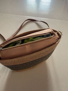 Straw Crossbody Bag with Stripes