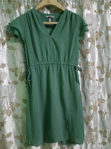HSM Green Ruffle Sleeve Dress