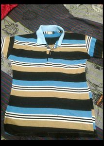 Striped Collared Long Sleeve Top