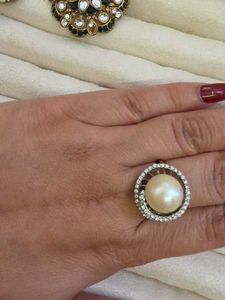 Elegant Pearl & Diamond Ring