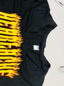 Black Flame Graphic Crop Top
