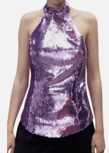 ZARA lilac sequin  Halter Top
