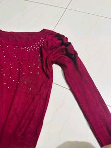 Burgundy Embellished Top