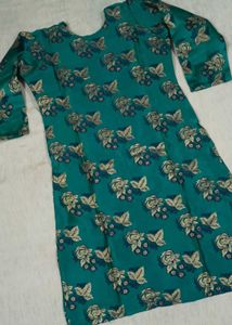 Elegant Teal Green Floral Print Kurti