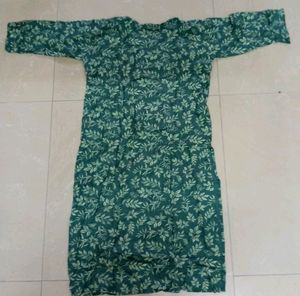 Green Leaf Print Dress