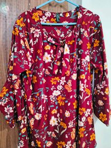 Maroon Floral Print Top