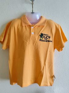 Cute Orange Polo Shirt with Cactus Print