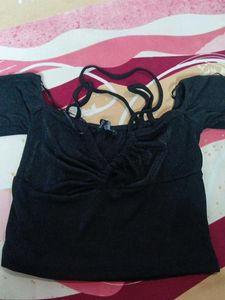 Black Ruched Halter Top