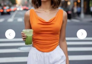 Vibrant Orange Ruched Strapless Top
