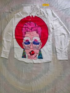 Unique Graphic Print Button-Up Shirt