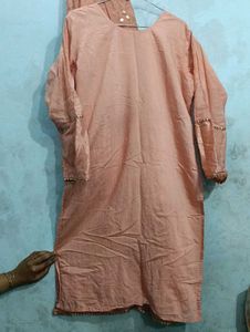 Peach Kurta Set with Sequin Detail