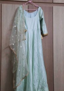Elegant Mint Green Anarkali Gown