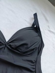 Chic Black Ruched tankini top