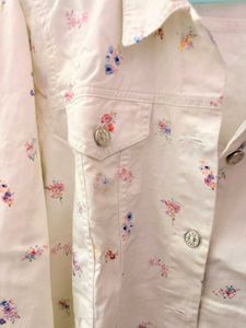 AND Floral White Denim Jacket