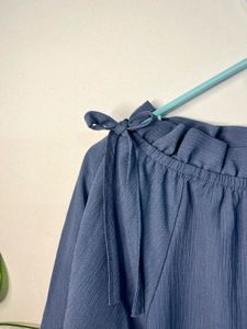 Off Shoulder Ruffled Blue Top
