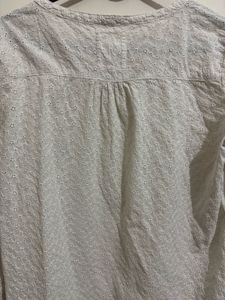 White Eyelet Detail Tunic Top