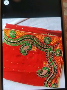 Embroidered Red Saree