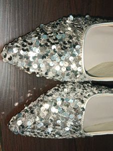 Sparkling Silver Sequin Heels