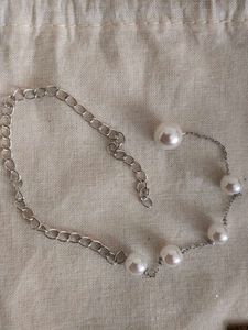 Elegant Pearl Chain Bracelet 925 silver