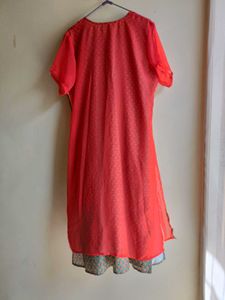 Orange 🧡 Round Neck Straight Kurta For Women
