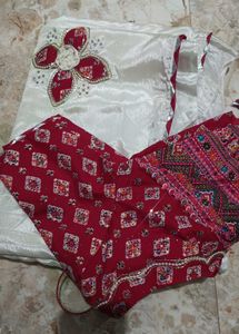 Elegant white Saree with Red Border