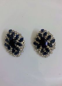 New Elegant Black &amp; Crystal Stud Earrings