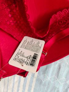 Red Lace Trim Bra &amp; Panty Set