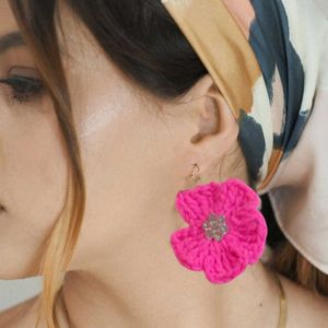 Crochet Flower Earrings Set Of 4.