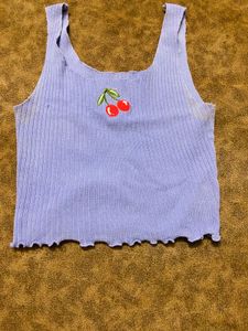 Cute Cherry Ribbed Tank Top
