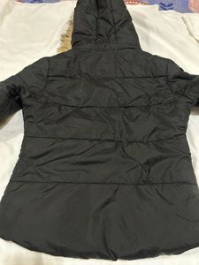 Black Puffer Jacket with Faux Fur detachable Hood