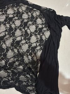 Elegant Black Lace Detail Top/ Shrug
