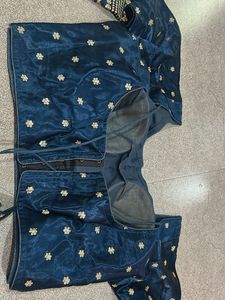 Embroidered Blue Silk Blouse