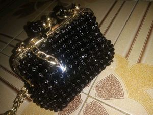 Sparkly Black Beaded Clutch Bag