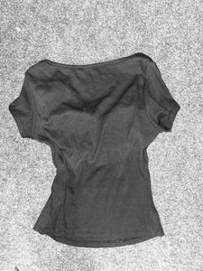 Black Short Sleeve T-Shirt inbuilt bra